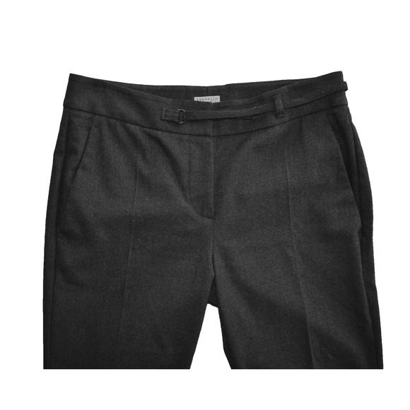 B2 Auth BRUNELLO CUCINELLI Charcoal Wool/Cotton Monili Belt Detail Pants Size 8 - Picture 4 of 8